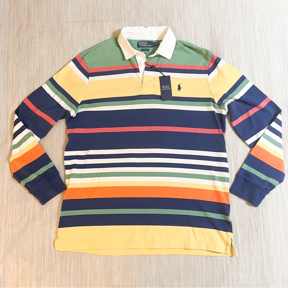 POLO RALPH LAUREN Blue Multi Classic Fit Striped Iconic Rugby Shirt🔥🔥🔥 - Picture 4 of 16